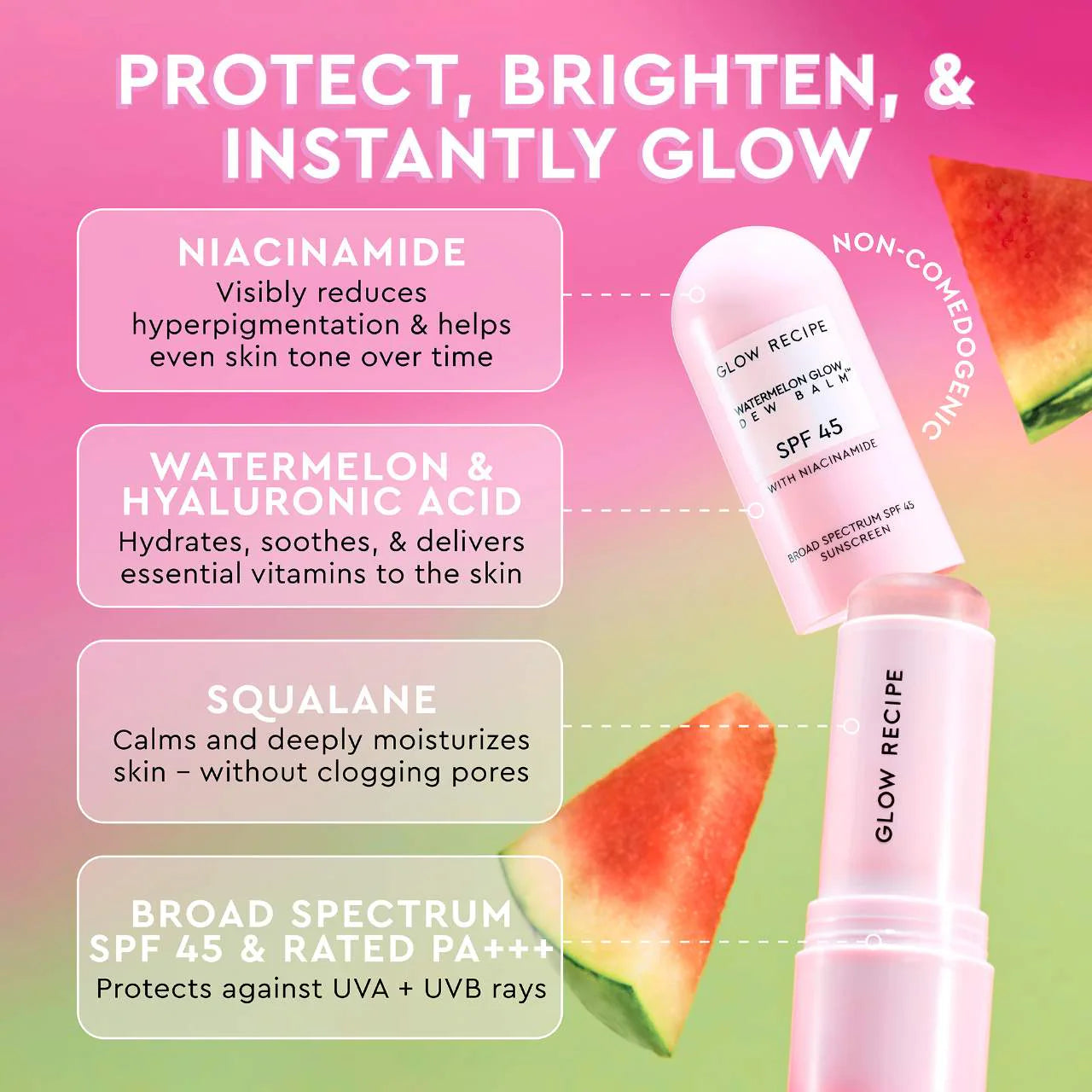 PRE ORDER-Watermelon Glow Niacinamide Dew Balm Sunscreen Stick- SPF 45