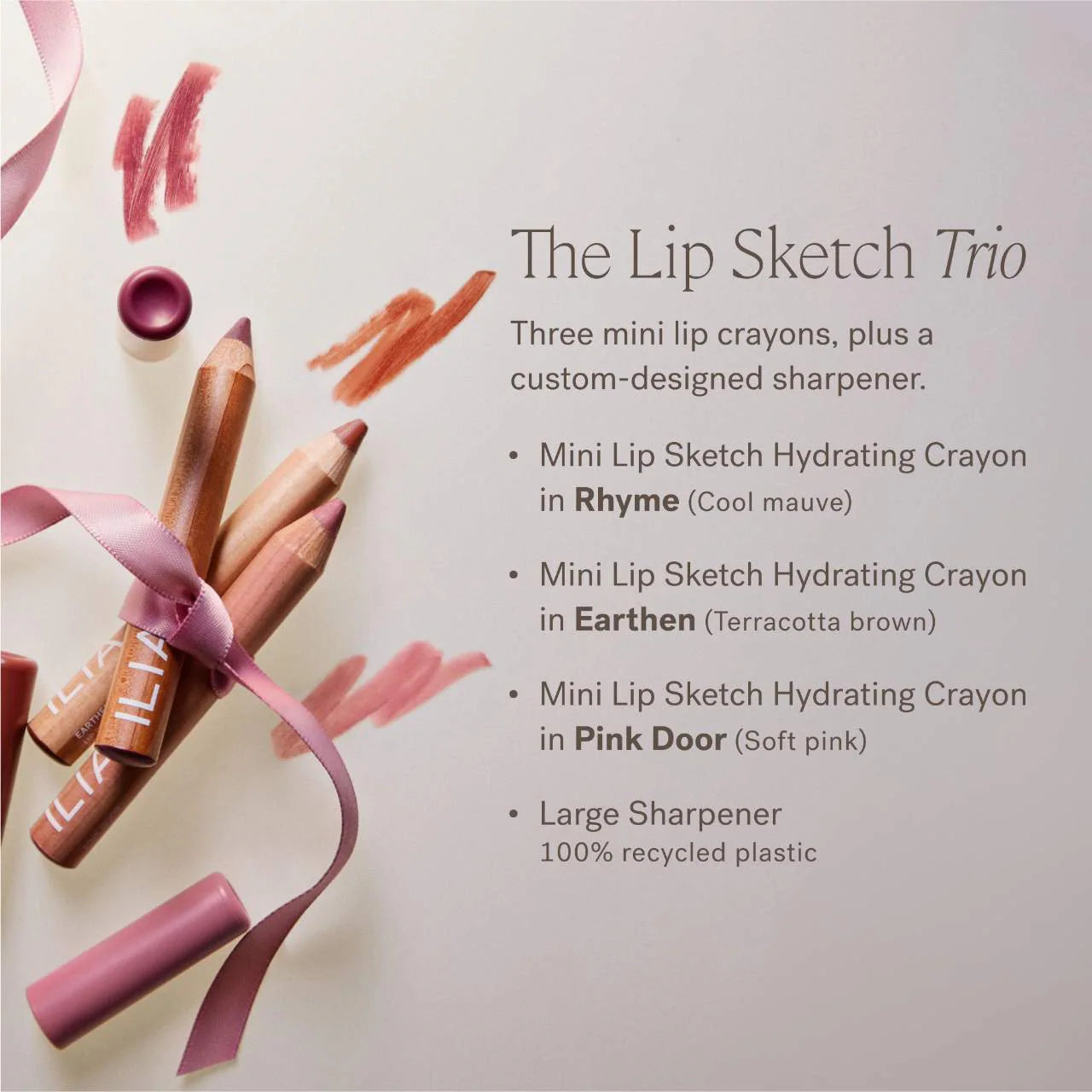 PRE ORDER-Mini Lip Sketch Trio - Long-Wear Lipstick + Lipliner Crayons