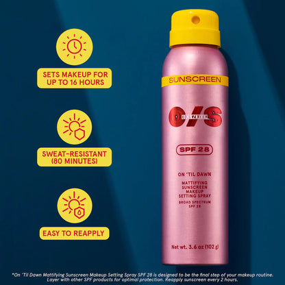 PRE ORDER-On 'Til Dawn Mattifying Sunscreen Makeup Setting Spray SPF 28